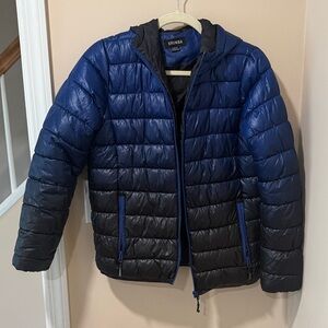 Boy's Blue and Black Puffer Jacket Size 12/13